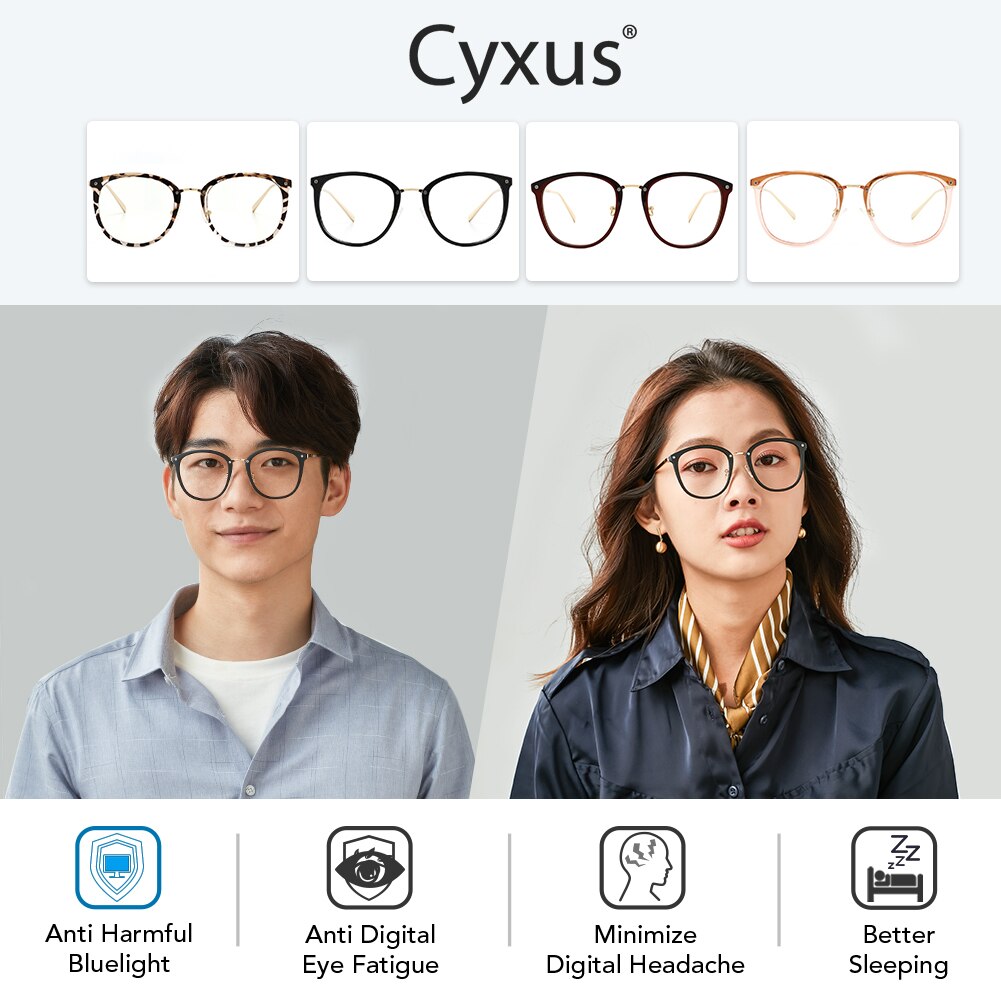 Lunettes d'ordinateur cyxus bloquant la lumière bleue pour femmes et hommes, lunettes anti-fatigue oculaire fashiontr 90 , verres transparents 8169
