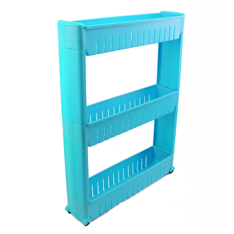 Slim Slide Out Kitchen Trolley Rack Holder Storage Shelf Tower Folding 3 Tire: Blue