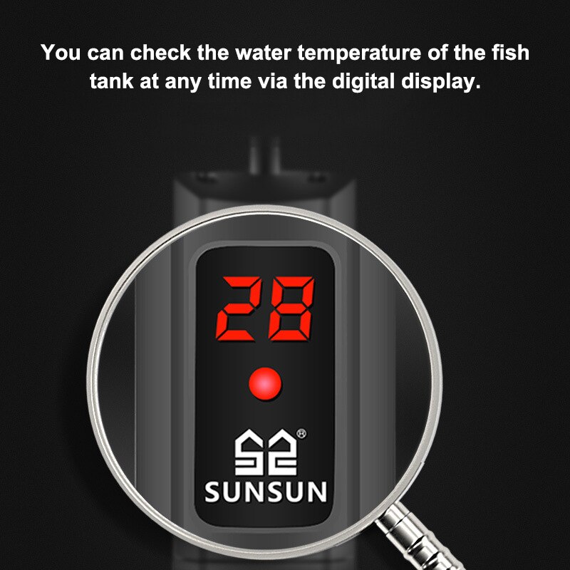 SUNSUN Aquarium Submersible Heater Fish Tank LCD Display Digital Adjustable Water Heating Rod Constant Temperature Control 500W