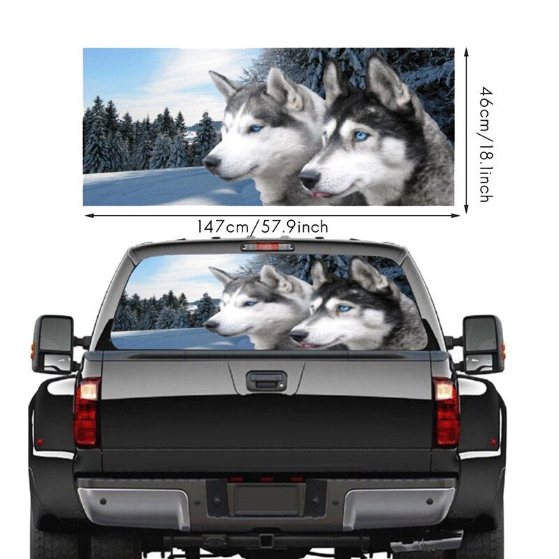 Lobo para camión, Jeep, todoterreno camioneta 3D parabrisas trasero Decoración Adhesivos pegatinas ventana trasera cartel de vidrio 57,9x18,1 pulgadas