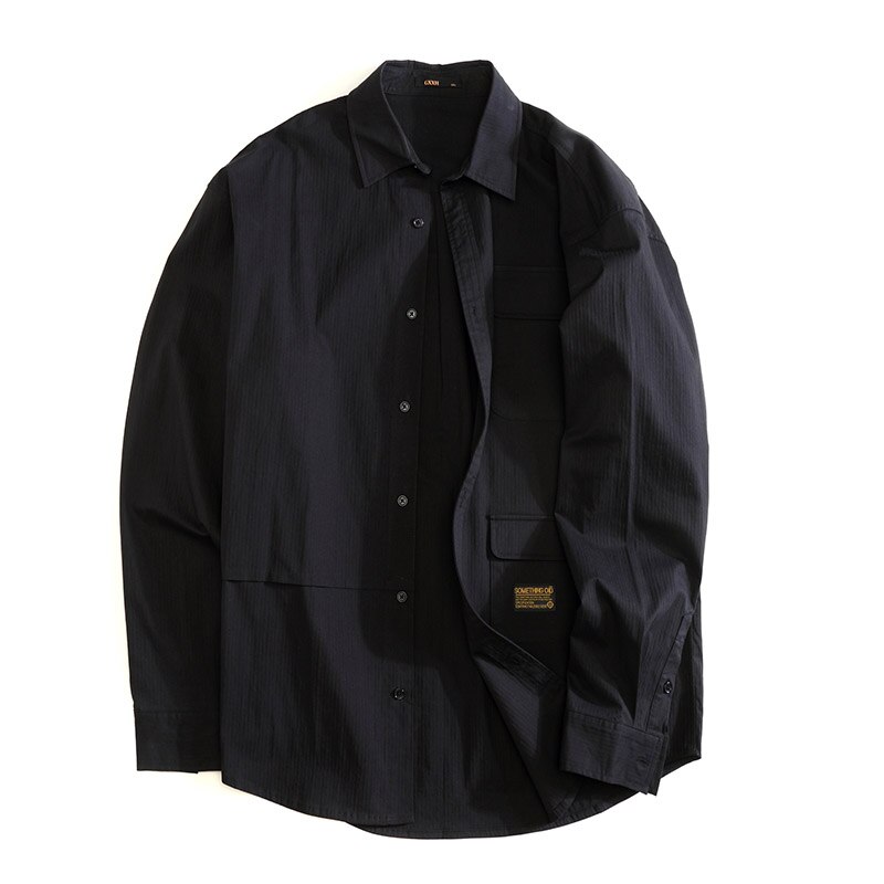 GXXH, camisa de estilo Safari para hombres, Tops de calle de gran tamaño, otoño , camisas grandes y altas para hombres, camisas casuales con bolsillos para hombres, XXL-7XL: 4XL