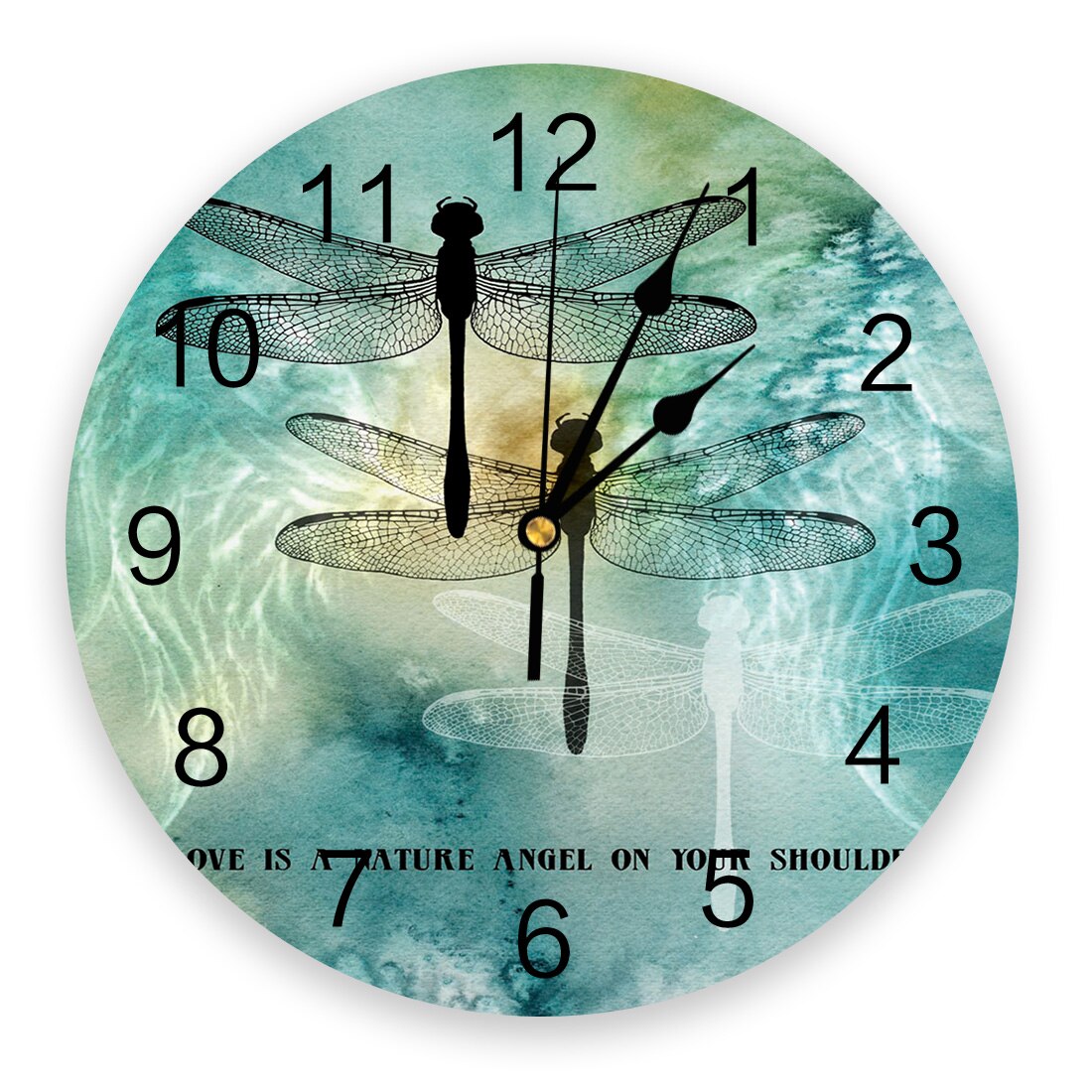 Horloge murale en pvc effet encre, motif plante et fleur, horloge numérique, décoration d'intérieur, décoration de salon moderne: Léo 00435 ckaz 1