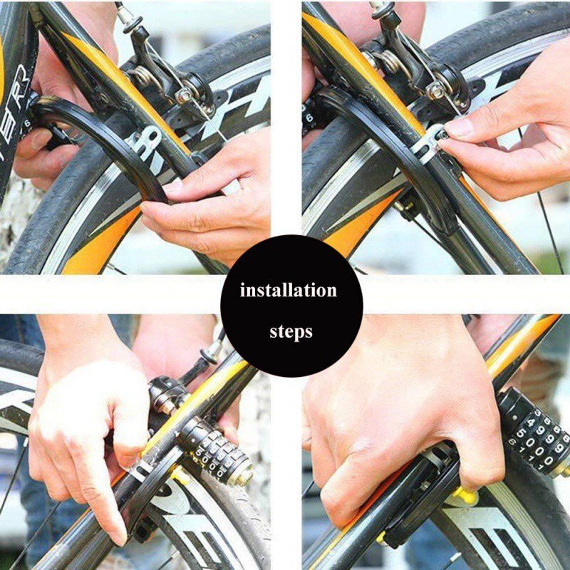 Horseshoe Clamps Anti-Theft Bicycle General Lock 4 Password Fixed Words Bicycle Bike Bicycle Safety Steel Lock Strong Locks