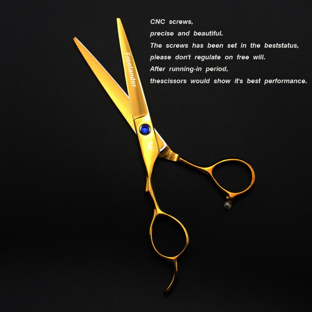 Freelander Salon Left Hand Gold Hair Scissors Set 6 inch Stainless Steel Styling Barbershop Hairdressing Scissors