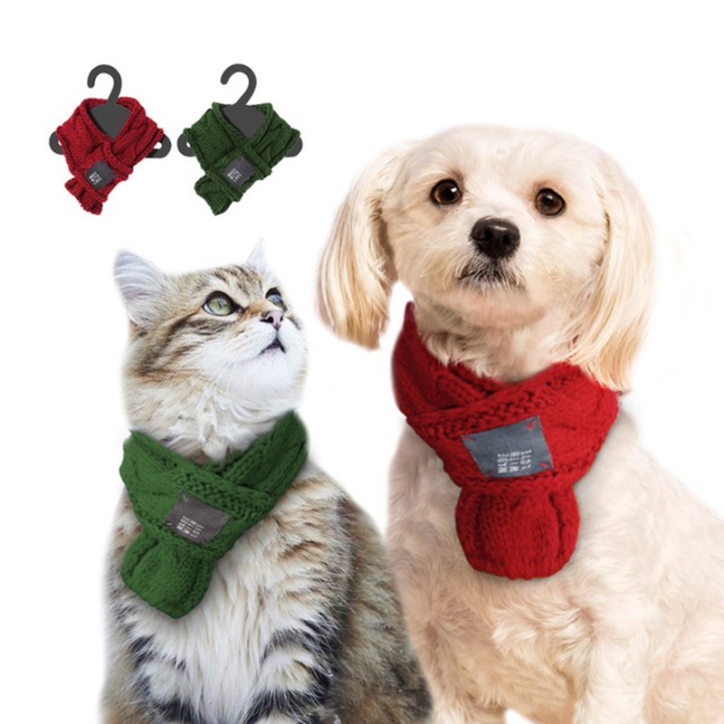 Kæledyrsprodukter hund jul tørklæde uld strikning kat hvalp teddy festival dekoration hals hundetøj julekjole til hundekat