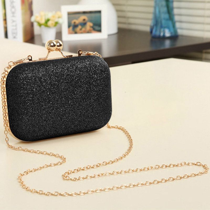 Bolso de de noche brillante para mujer bolso de embrague de bola de boda con cadena Mini de Cumpleaños Día de San Valentín negro
