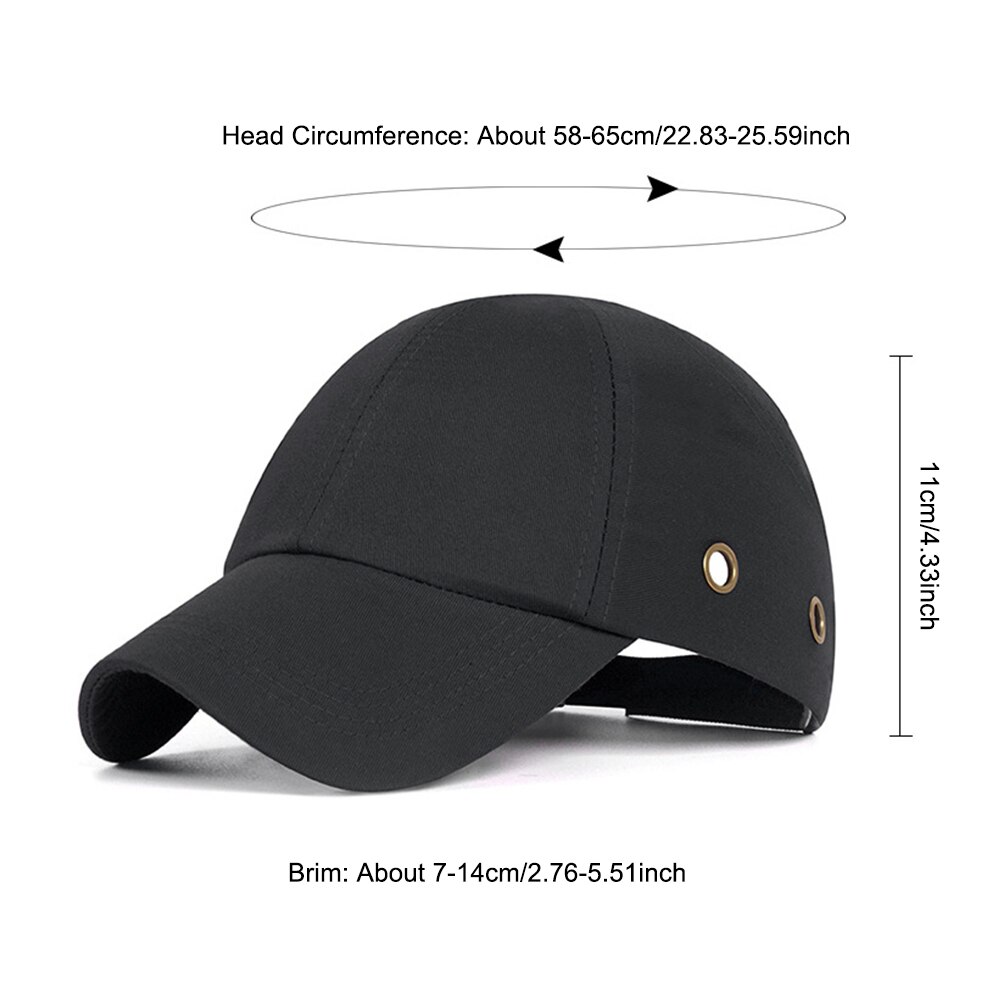 Women Men Safety Hat Head Protection Hard Outdoor Worker Breathable Baseball Bump Cap With Air Holes Durable Adjustable Buckle