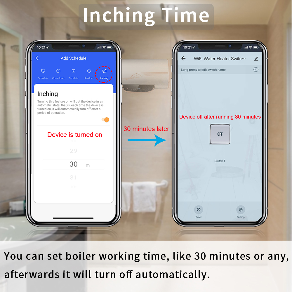 20A 4400W High Power WiFi Smart Switch for Boiler Water Heater Oven Electric Fireplace App Remote Control Timer Voice Command