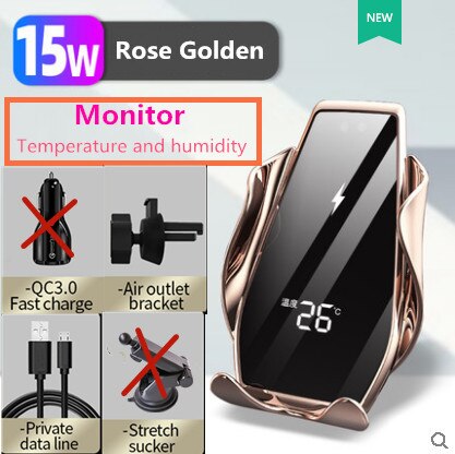 Automatic Clamping 15W Fast Car Wireless Charger for Samsung S20 S10 iPhone 11 Pro XS XR X 8 Infrared Sensor Phone Holder Mount: G Monitor No H No Q3