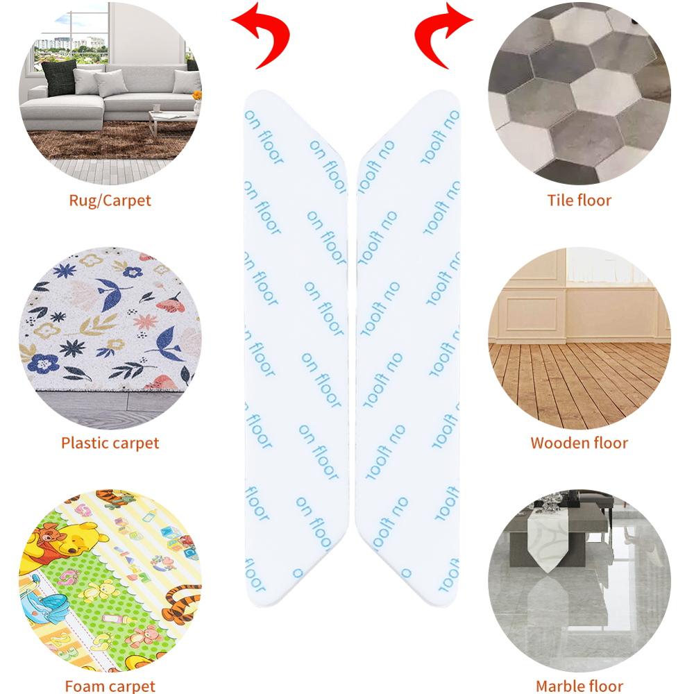 8 Stks/set Badmat Fixer Tape Tapijt Patch Rug Grijpers Zwart Anti Curling Tapijt Grijper Anti Slip Herbruikbare Wasbare Tapijt patch