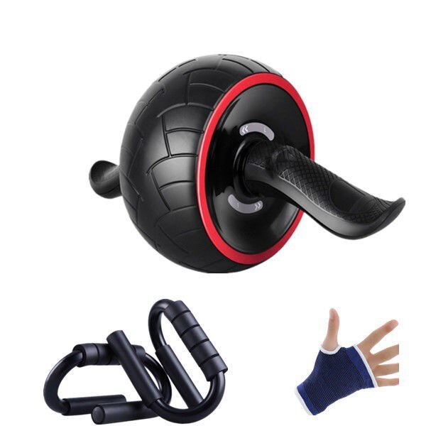 Automatische veerkrachtige power roller buikspierwiel voor mannen en vrouwen, buikspiertrainer voor thuis, dunne taille, dunne buik.: Automatische veerkrachtige band lederen wiel knielkussen handpalmbescherming liggend