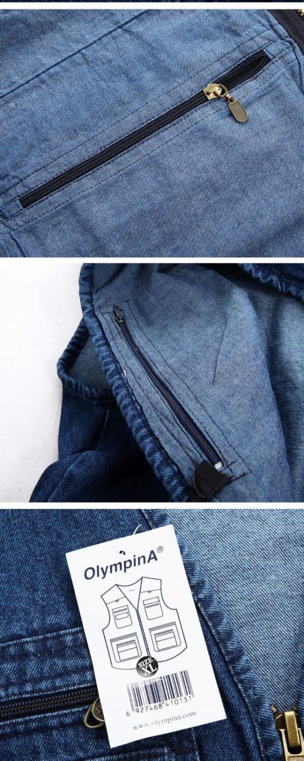 Latest Waistcoat Designs For Men Jeans Denim Vests Male With Multi Pockets Vest Men Sleeveless Jacket Fishing Vest,GA140