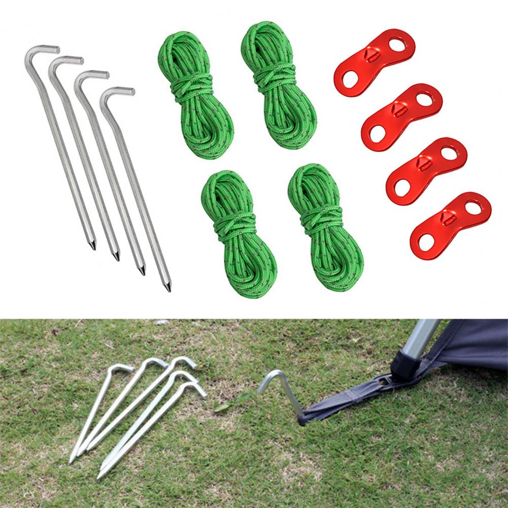 Ensemble de cordes de tente haute densité, robuste, Installation facile, piquets de tente de Camping en plein air, cordes réfléchissantes, 13 pièces/ensemble