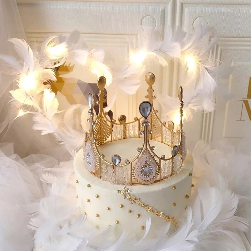 Round Crown Cake Topper Decoration Wedding Cake Queen Tiaras Princess Home Birthday Cake Decorative Party Supplies