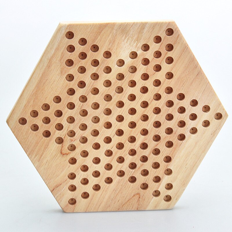 Houten Zeshoekige Checkers Puzzel Board Game Ouder-kind Interactief Spel Puzzel Handleiding Hersenen Speelgoed
