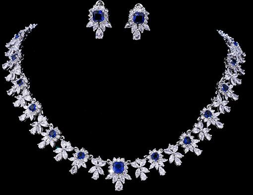 Emmaya Neue Frauen AAA Zirkon Wenig Platz Klar CZ Braut einstellen für Luxus Hochzeit Halsband Halskette Schmuck setzt: Blau