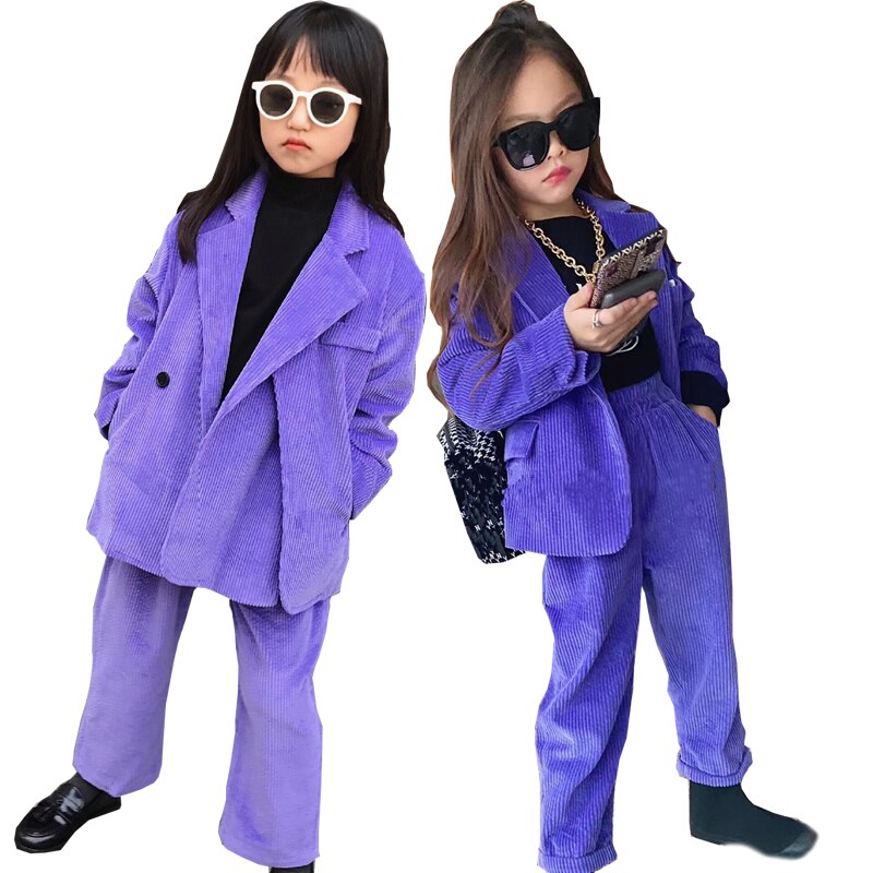 Tuta per ragazze adolescenti 2021 nuova primavera velluto a coste tuta per bambini per ragazze set di abbigliamento giacche da scuola pantaloni tuta 12 anni vestiti per bambini
