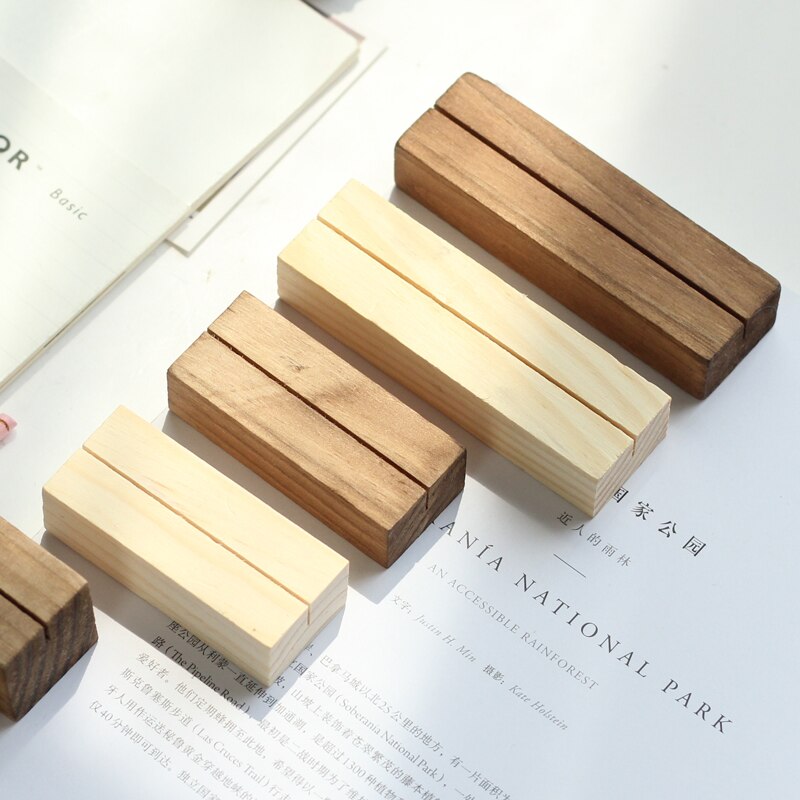 No Printing/Engraved Solid Wood w08 Message Pincer Card w24 Small Clamps Stand Desk Gadget Storage Paper Clip