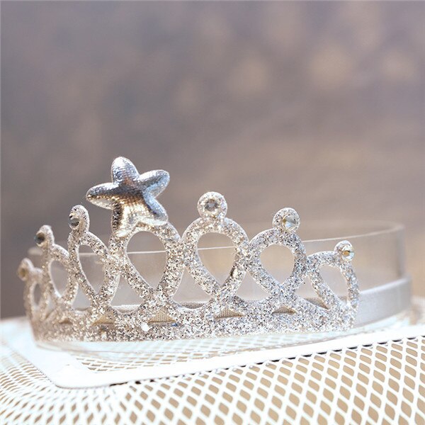 Glittering Kroon Hoofdband Meisjes Haarband Hoofd Wrape Haaraccessoires Prinses Tiara Hoofdband Kids Hoofddeksels: Zilver