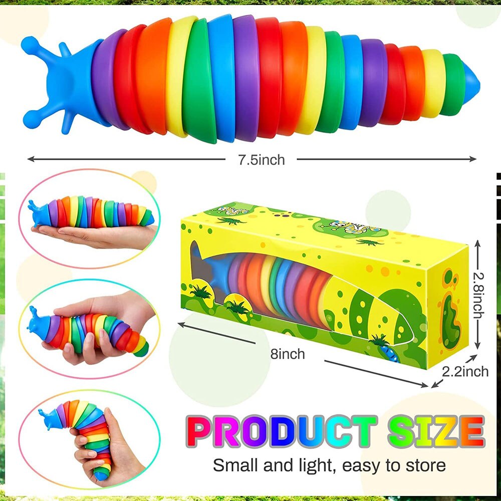 2022 Fidget Toys Slug Articulated Flexible 3D Fidget Slug Articulating Stim Toy Relief Anti-Anxiety Sensory Toys For Aldult
