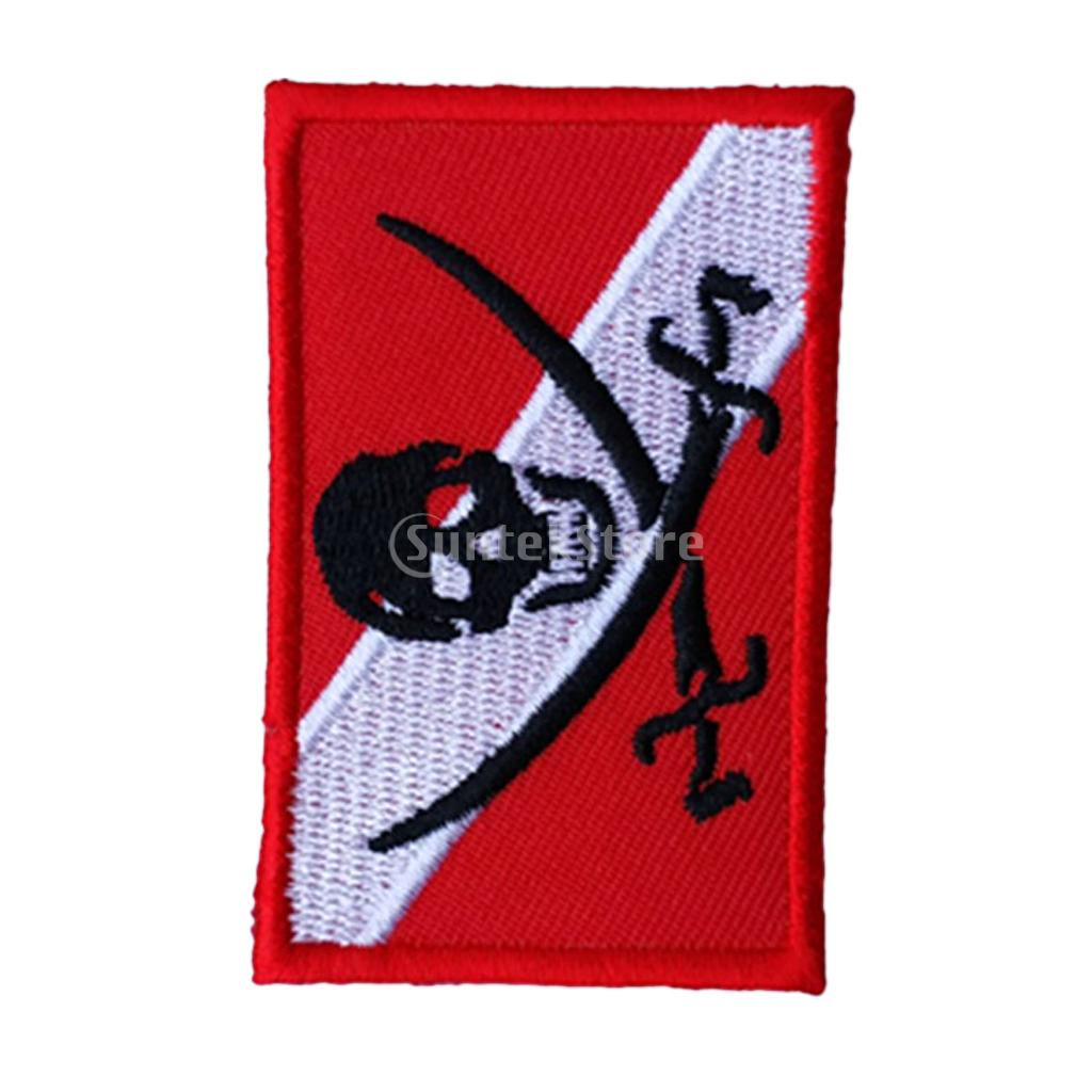 Diver Down Piraat Vlag Patch Patches Rugzak Badge Duiken Dive Ijzer Op Geborduurde
