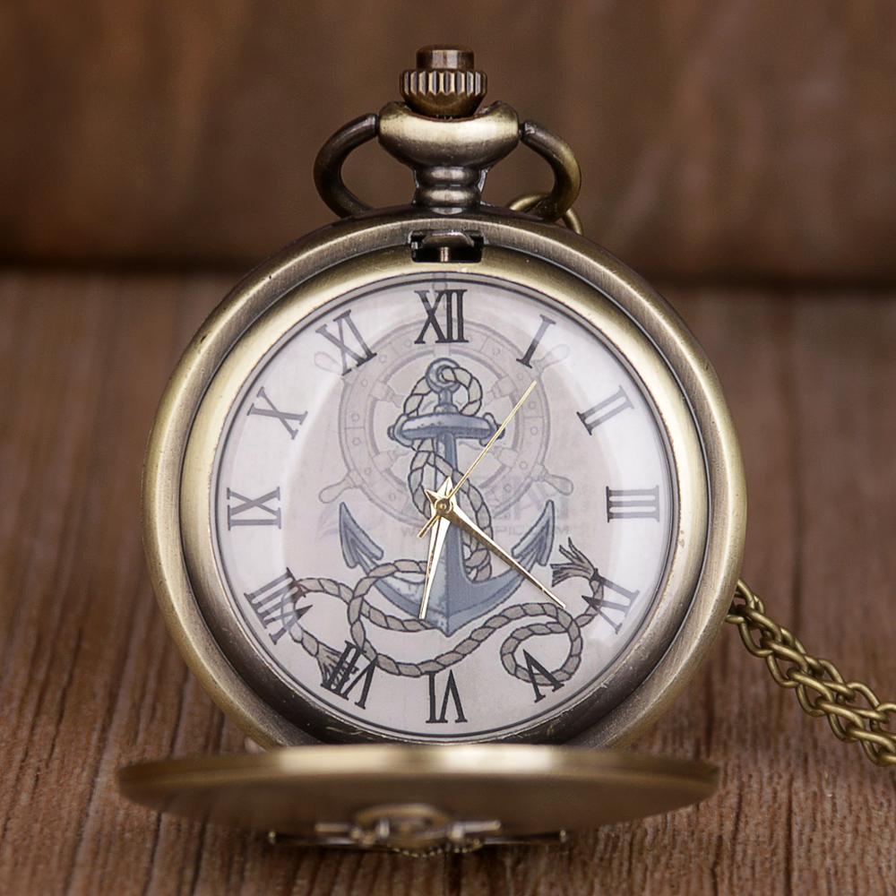 Antieke Zeilen Quartz Zakhorloge Anker Patroon Voor Foremast Hand Marine Antieke Ketting Ketting Vrouwen Mannen