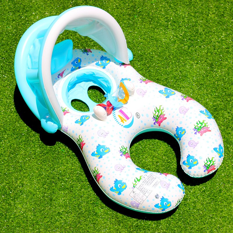 Draagbare Baby Zwembad Float Neck Ring Met Subshade Draagbare Moeder Kinderen Zwemmen Cirkel Opblaasbare Veiligheid Zwemmen Ring Float Seat
