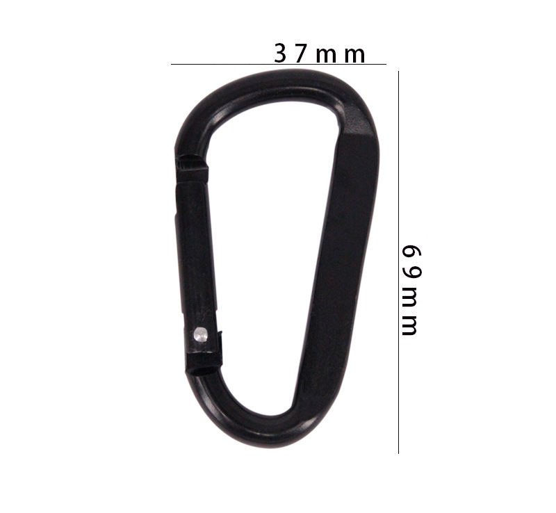 1Pc 7cm Aluminium Legierung Karabiner Schwarz D-Ring Schlüssel Kette Clip Camping Schlüsselanhänger schnappen Haken draussen Reise Bausatz GYH: Schwarz YaBian