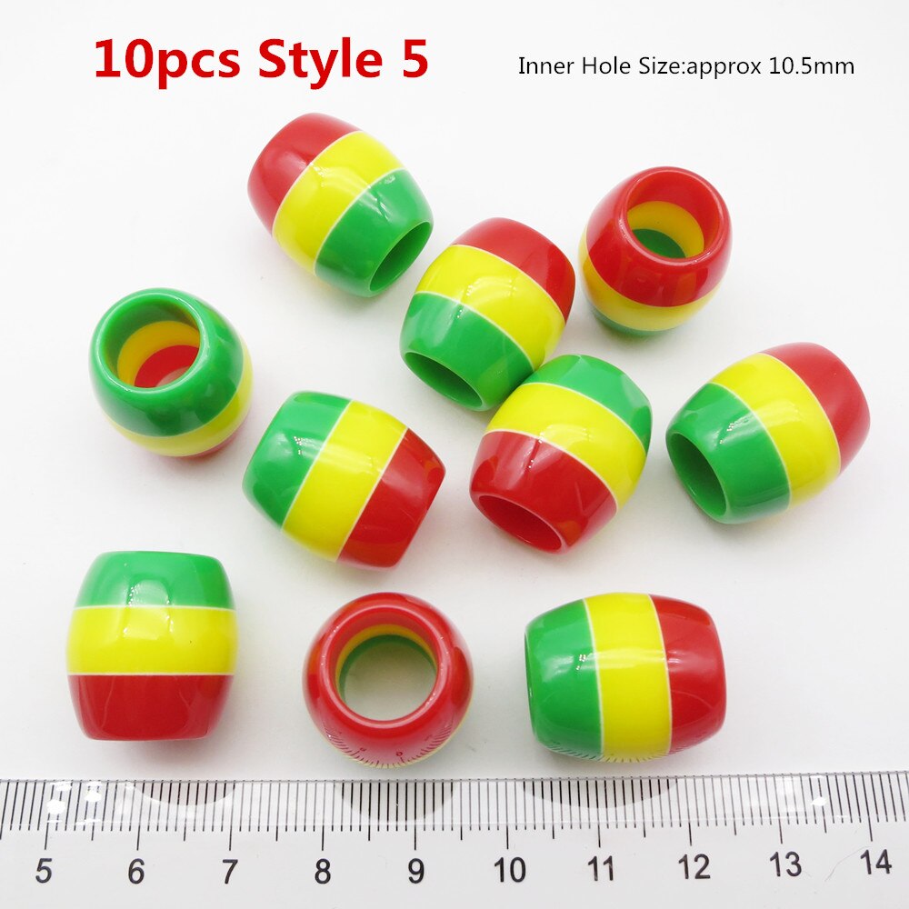 30 stk hæklet fletninger flerfarvet rasta hår fletning dreadlock perler ringe til mænd kvinder børn hår tilbehør: 10 stk stil 5