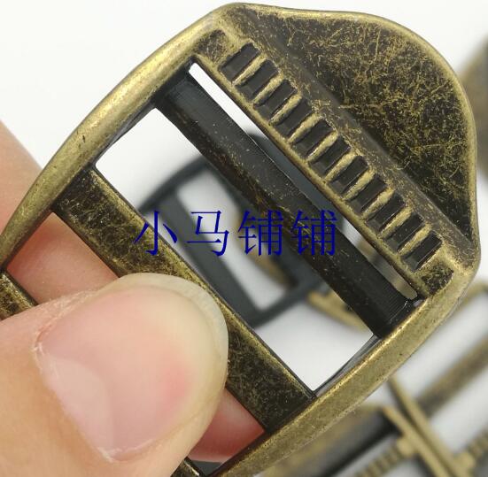 6pcs metal thickening school bag ladder buckle subheading word buckle taping adjust buckle 2.5cm garment trimmings: antique brass