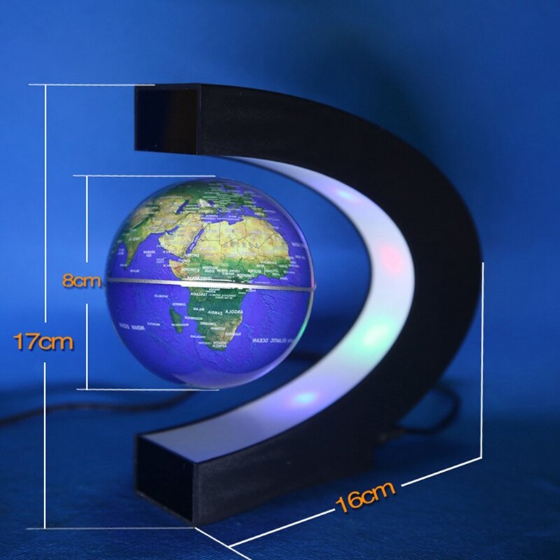Globe flottant Globe magnétique carte du monde Globes de lévitation magnétique c-frame Led Globe bleu anglais pour les enfants