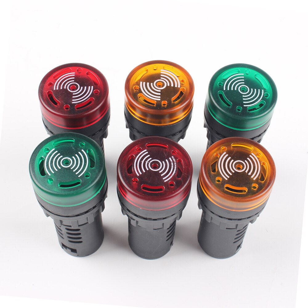 1pc 12V 24V 220V 22mm Flash Signal Light colorful AD16-22SM Red LED Active Buzzer Beep Alarm Indicator Red Green Yellow