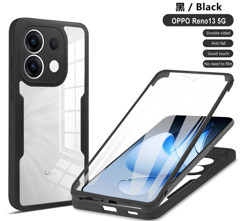Protecteur d'écran complet 360, étui Transparent pour OPPO Reno 13 13F 13 F Reno13F Reno13 Pro, housse de téléphone antichoc: ABS / Black