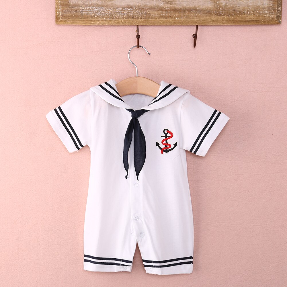 Sjömanskrage kortärmad baby boy jumpsuit