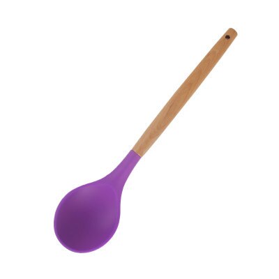 1pc lila träsilikon köksredskap sked soppvändare spatel tång nonstick köksredskap bakprylar redskapsredskap de cocina: Ljusgrå