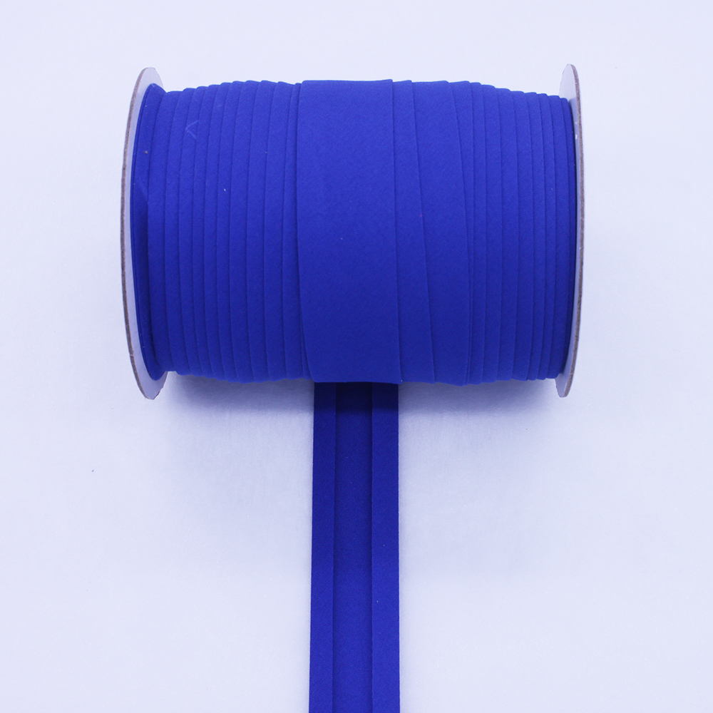 Poliéster/algodón 1 "25mm T/C cinta al polarización vinculante cinta de una sola pliegue Color sólido para costura y recorte de prendas DIY 50 yardas/rollo: Azul