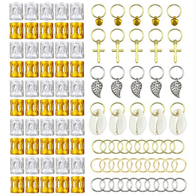 80/90/100 stk gull hår flette dreadlocks perler hår blad star diy hår klips hår mansjetter dread tube sjarm dreadlock tilbehør: 100 stk