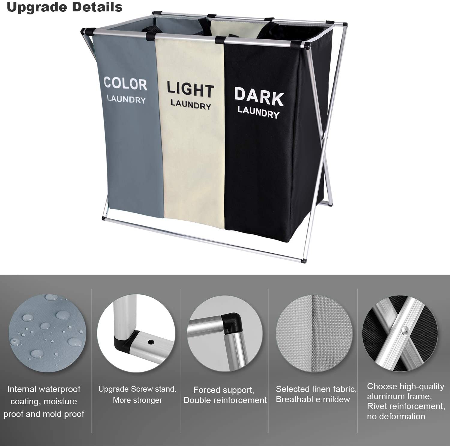 X-shape Foldable Dirty Laundry Basket Organizer For Dirty Clothes Three Grid Home Laundry Hamper Sorter Laundry Basket Large