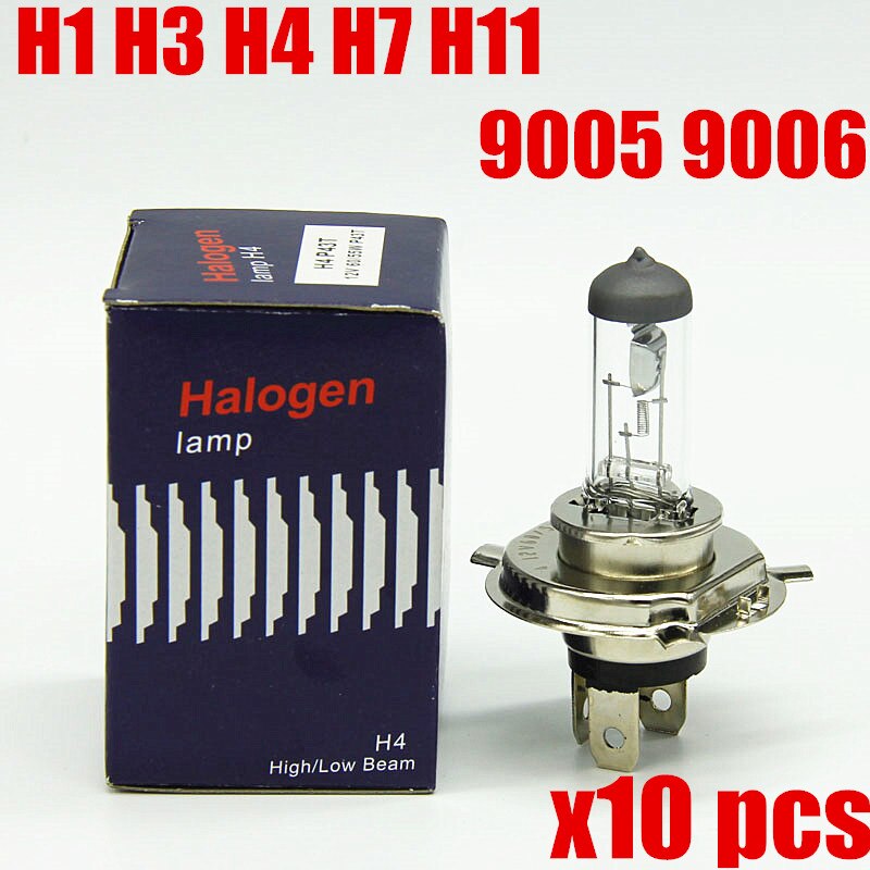 10 stks quartz glas auto halogeenlamp H4 H7 H11 9005 9006 H1 H3 auto koplamp 55 w 4300 k halogeen lamp