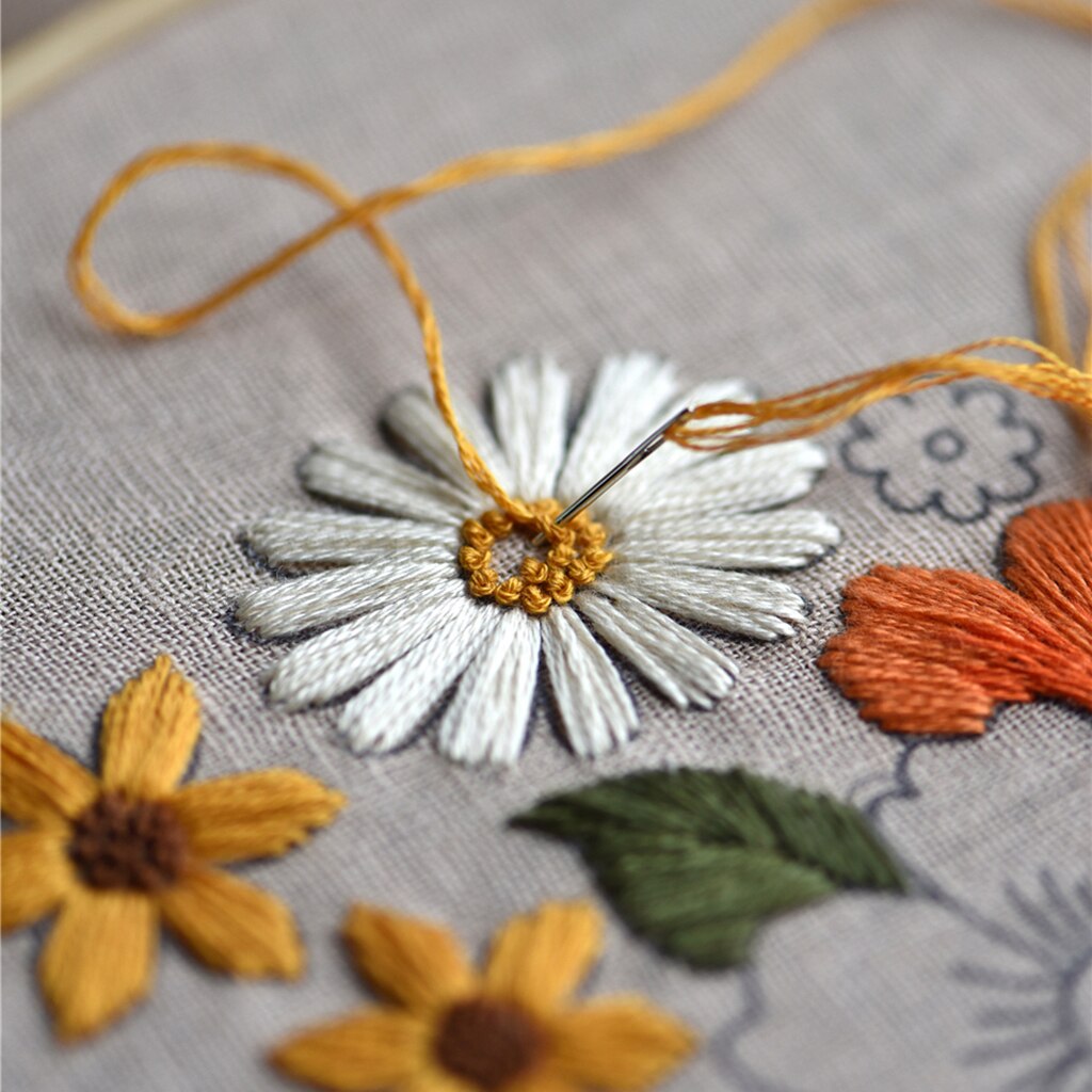 Kit de broderie florale pour débutant, adulte, enfant, bricolage, aiguille, point de croix