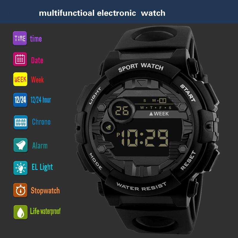 Luxe Heren Digitale LED Horloge Datum Sport Mannen Outdoor Elektronische Horloge Quartz Horloge Outdoor Wandelen Sport Beste Cadeau