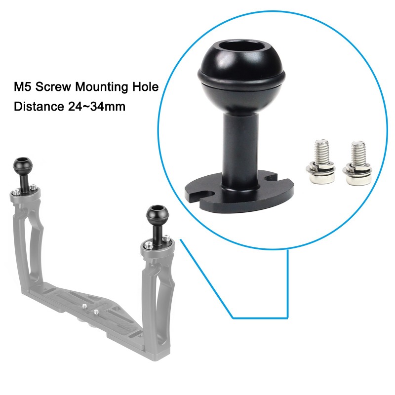 1-Zoll-Kugelkopf-Adapter, 1/4 Zoll Schraube, feste Halterung, Schmetterlingsclip für Gopro, SLR-Kamera, Unterwasser-Tauchhalterung, Tablett, Lichtklemme