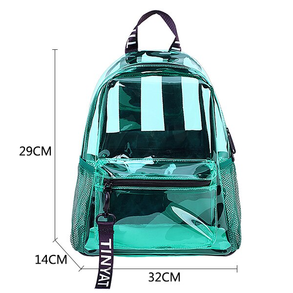 TINTAT-Mochila de PVC transparente para mujer, morral escolar de viaje, bolsa para niñas: Green backpack