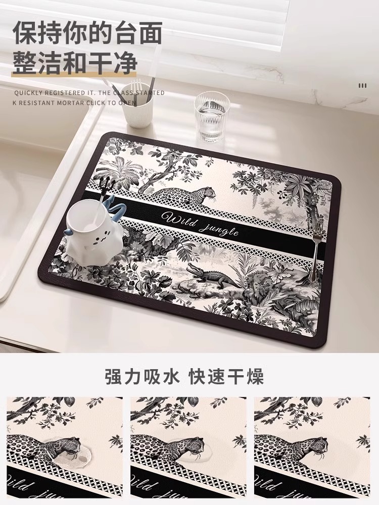 Super Absorbent Kitchen Dish Drying Mat Coffee Maker Mats Drain Pad Tableware Draining Pad Quick Dry Rug Dinnerware Placemat