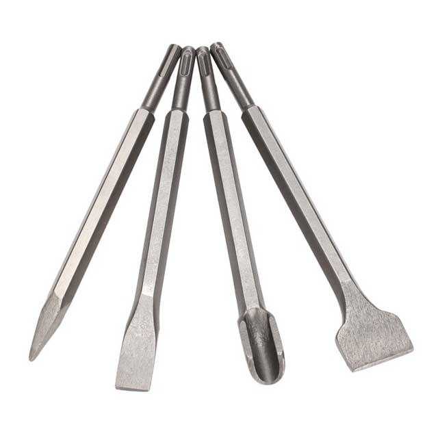 ) 4PCS SDS Plus Chisel Set Flat Groove Bit Hammer Drill