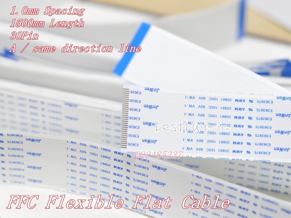 1.0mm Spacing +1500mm Length + 30Pin A / same direction line Soft wire FFC Flexible Flat Cable 30P*1.0A*1500MM