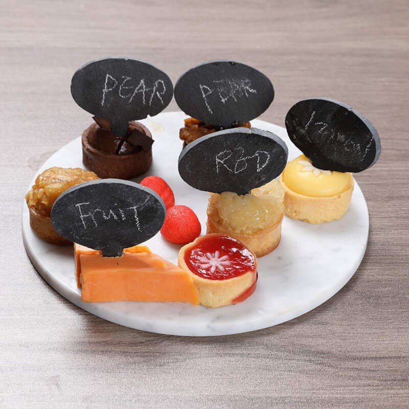 8 Stuks Kaas Markers Slate Labels Natuurlijke Leisteen Etiketten Voor Cake Boards Wasbare Mini Krijtbord Labels Tafel Decoratie
