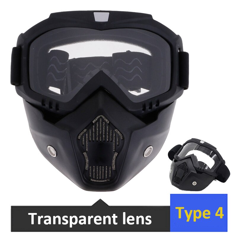 Motorcykel briller motocross beskyttelsesbriller aftagelige ansigtsbriller gear briller beskyttelsesbriller maske med mundfilter til motorcykelhjelm: Type 4