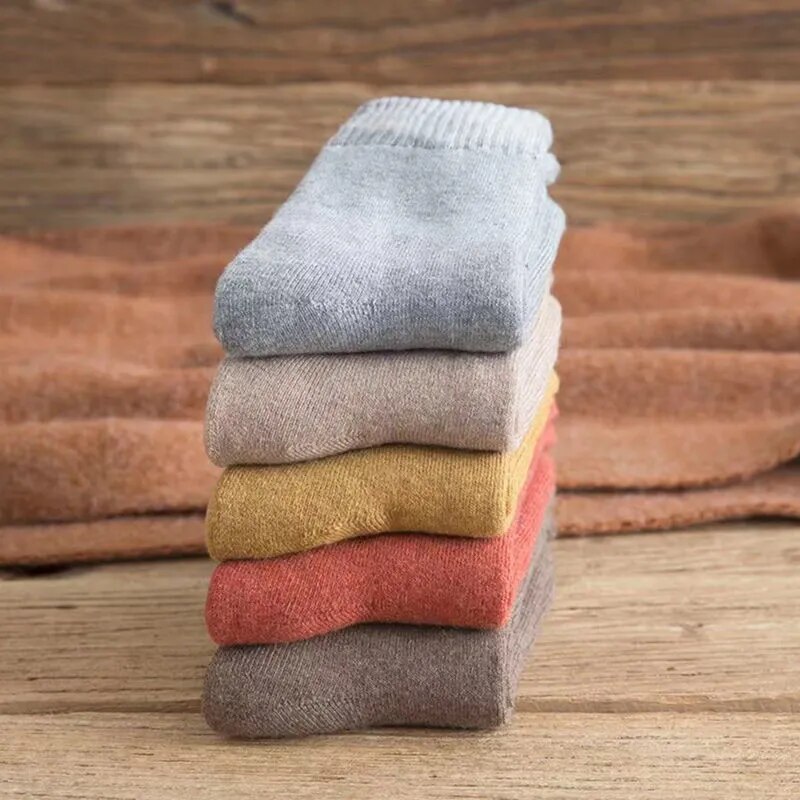 5 Pairs Men Thermal Winter Autumn Warm Crew Socks Male Terry Thick Work Socks