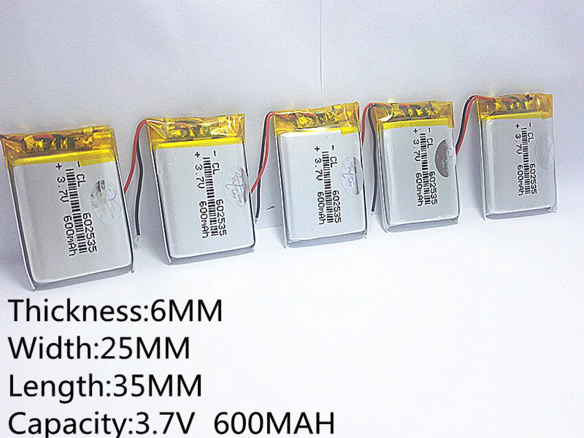 Supply lithium battery lithium polymer battery 602535 602535 +600 mah +3.7 V CL